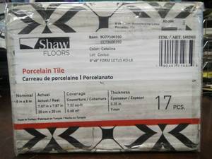 lot 501 image: Roughly 520 Sq Ft - 72 Boxes - Shaw Floors 17 Pack 8 x 8 Porcelain Tiles -Monochrome Lotus- 7.32 sq-ft