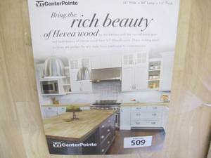lot 509 image: CenterPointe 50-in x 24.996-in x 1.5-in Hevea Straight Butcher Block Rubberwood Countertop Model #RW2550CP