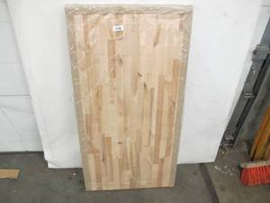 lot 518 image: Unfinished Butcher Block Counter Top - 1.5 Thick - 25 Wide x 49.5 Long - Cracked