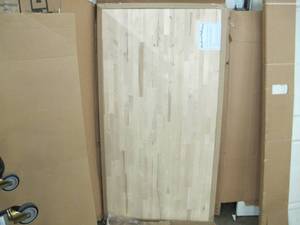lot 524 image: HARDWOOD REFLECTIONS Unfinished Birch 6.17 ft. L x 39 in. D x 1.5 in. T Butcher Block Island Countertop - Cracked