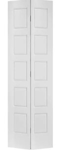lot 526 image: Masonite 24 in. x 80 in. Riverside 5-Panel Primed White Hollow-Core Smooth Composite Bi-fold Interior Door