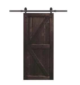 lot 537 image: Northbeam 36 in. x 84 in. Spruce Wood Distressed Smoke Sliding Barn Door with Hardware Kit