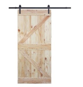 lot 538 image: CALHOME 36 in. x 84 in. Double Sided K Design Wood Color Pine Slab Interior Sliding Barn Door
