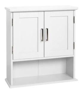 lot 539 image: Glacier Bay Shaker Style 23 in. W Wall Cabinet with Open Shelf in White