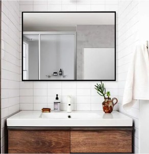 lot 561 image: Neu-Type Medium Rectangle Black Hooks Modern Mirror (31.5 in. H x 24 in. W)