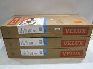 lot 562 image: 3-Pack VELUX EDL C12 0000B Skylight Flashing, C08C12 Low-Profile Shingle Roof Flashing wAdhesive Underlayment for Deck Mount Skylights