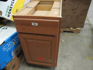 lot 592 image: 1 Door  1 Drawer Cabinet - Finished Wood