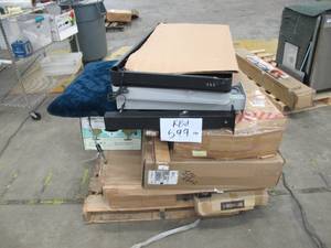 lot 599 image: Pallet of BadMissing Parts Items from Home Depot  Costco Includes 2 Tresanti Powered Desks with Issues