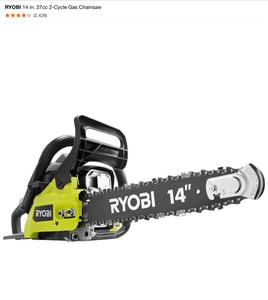 RYOBI 14 in. 37cc 2-Cycle Gas Chainsaw. See Pictures