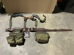 BUCKET BOSS 2-Bag Hybrid Suspension Rig Work Tool Belt with Suspenders in Green. See Pictures