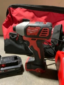 Milwaukee 18-Volt Cordless Hex Impact Drill, 1.5 Ah Battery, Charger & Carrying Bag. See Pictures