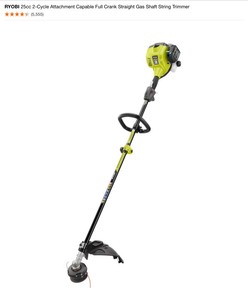 RYOBI 25cc 2-Cycle Attachment Capable Full Crank Straight Gas Shaft String Trimmers. See Pictures