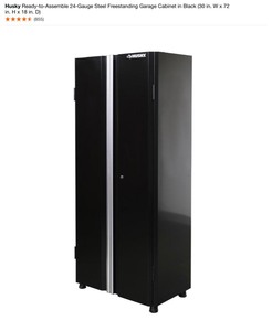 Husky Ready-to-Assemble 24-Gauge Steel Freestanding Garage Cabinet in Black (30 in. W x 72 in. H x 18 in. D). See Pictures