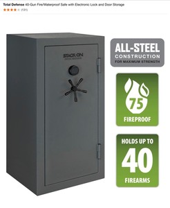 Total Defense 40-Gun FireWaterproof Safe with Electronic Lock and Door Storage. See Pictures