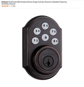 Kwikset SmartCode 909 & 913 Venetian Bronze Single Cylinder Electronic Deadbolt Featuring SmartKey Security. See Pictures