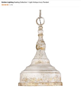 Golden Lighting Keating Collection 1-Light Antique Ivory Pendant & Hampton Bay Waterton 1-Light Chrome Sconce with White Fabric Shade. See Pictures
