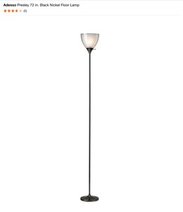 Artika Matrix Sky 10.8 in. 3-Light Chrome LED Semi-Flush Mount & Adesso Presley 72 in. Black Nickel Floor Lamp. See Pictures