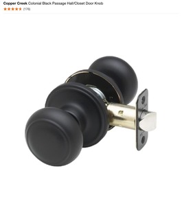(7) Copper Creek Colonial Black Passage HallCloset Door Knobs. See Pictures