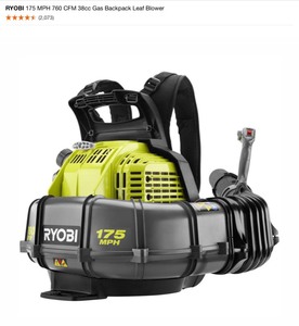 RYOBI 175 MPH 760 CFM 38cc Gas Backpack Leaf Blower & 14 in. Gas 2-Cycle Chainsaw. See Pictures