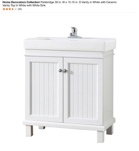 Home Decorators Collection Parkbridge 30 in. W x 15.10 in. D Vanity in White (Cabinet Only). See Pictures