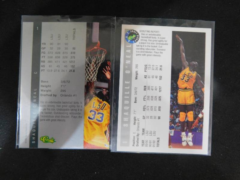 lot 150 image: (2) 1992-93 Shaquille ONeal Rookie Cards LK