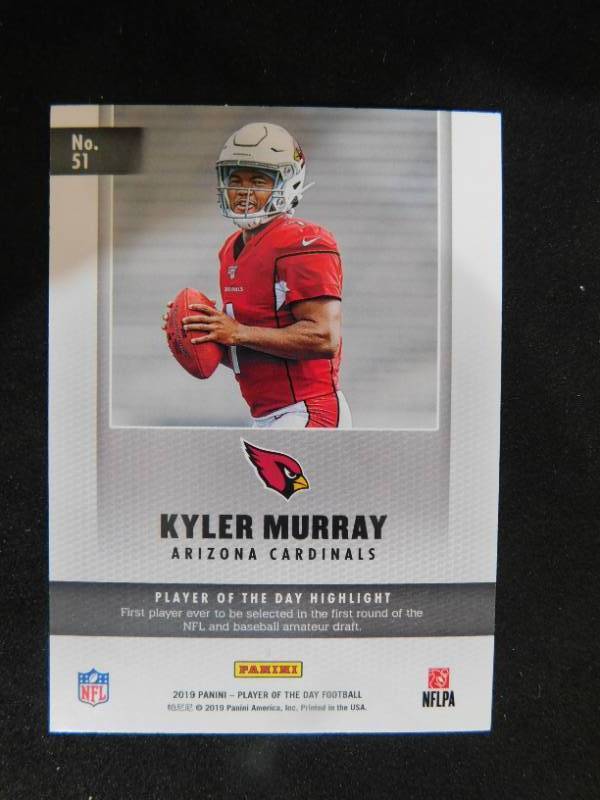 lot 97 image: 2019 Panini Player Of The Day Kyler Murray Rookie Card #51 LK