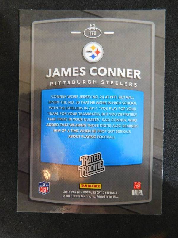 lot 107 image: 2017 Donruss Optic James Conner Rookie Card #172