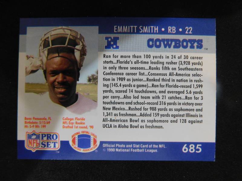 lot 81 image: 1990 Pro Set Emmitt Smith Rookie Card #685 HOFer LK