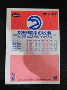 lot 9 image: 1986 Fleer Dominique Wilkins #121 Rookie Card Near Mint Condition