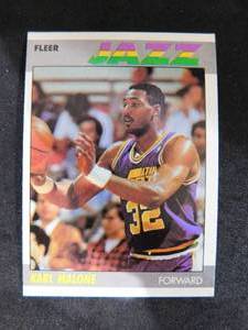 lot 23 image: 1987 Fleer Karl Malone #68 HOFer Near Mint Condition