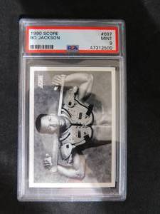 lot 24 image: 1990 Score Bo Jackson Black & White Shoulder Pads Card PSA 9 Mint