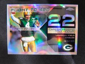 lot 61 image: 2007 Topps Chrome Refractor Flight to 420 Brett Favre #BF22 Serial #171199