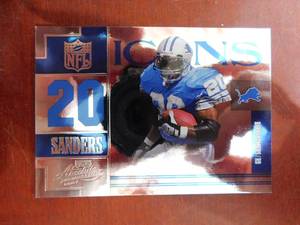 lot 67 image: 2007 Absolute Icons Barry Sanders #NFL-1 Serial #90100