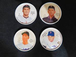 lot 102 image: (4) 1962 Salada Coins Harmon Killebrew, Camilo Pascual, Jim Lemon & Chuck Stobbs RARE