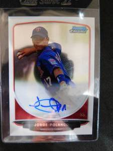 lot 119 image: 2013 Bowman Chrome Autograph Jorge Polanco Rookie Card #JPO Mint Condition