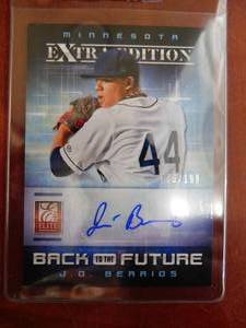 lot 156 image: 2013 Elite Extra Edition Back to the Future Autograph Jose Berrios Rookie Card Serial #176199 Near Mint Condition