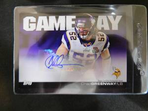 lot 163 image: 2011 Topps Gameday Autograph Chad Greenway #GDA-CG Near Mint Condition