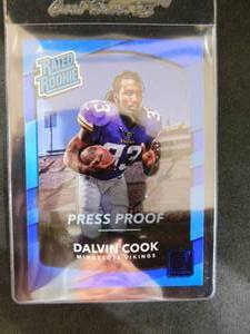 lot 168 image: 2017 Donruss Rated Rookie Press Proof Dalvin Cook Rookie Card #343 Mint Condition