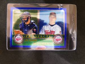 lot 181 image: 2003 Topps Chrome Prospects Joe Mauer & Justin Morneau Rookie Card #436 Mint Condition