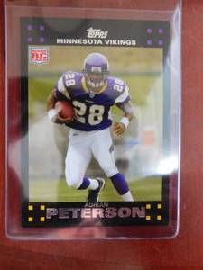 lot 207 image: 2007 Topps Adrian Peterson Rookie Card #301 Near Mint Condition