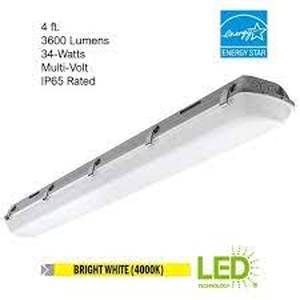 lot 83 image: Commercial Electric Vapor Tight 4 ft. 3600 Lumens Integrated LED Gray Wraparound Light 4000K Bright White Multi-Volt
