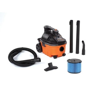 RIDGID 4 Gallon 5.0-Peak HP Portable WetDry Shop Vacuum with Fine Dust Filter, Hose and Accessories