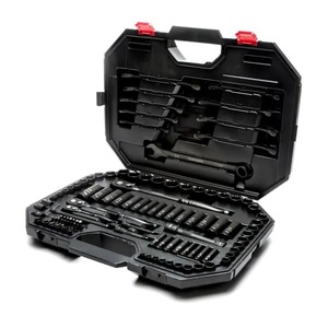 Husky 14 in., 38 in. and 12 in. SAE Drive 100-Position Universal and Metric Mechanics Tool Set (105-Piece)