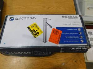 Glacier Bay Modern Single Hole Single-Handle Vessel Bathroom Faucet in Brushed Nickel with Drain