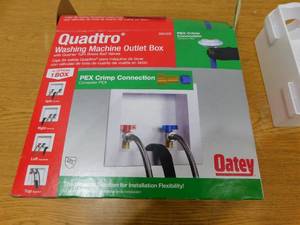 OATEY Quadtro 12 in. x 12 in. PEX Compatible Washing Machine Outlet Box with 14 Turn Valves