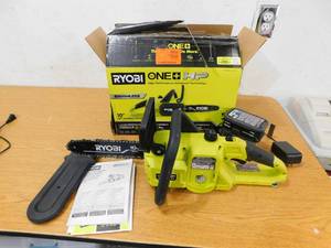 RYOBI ONE HP 18V Brushless 10 in. Cordless Battery Chainsaw with 4.0 Ah Battery and Charger
