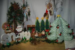 Wooden Christmas Trees, Cloth Christmas Trees, and..