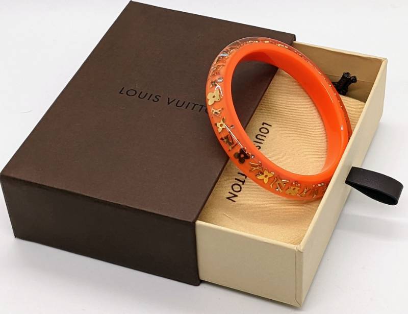 Louis Vuitton Inclusion Tangerine Resin Large Bangle Bracelet