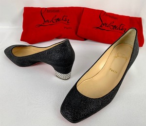 lot 4 image: Christian Louboutin Black Glitter Gloria 45 Pumps - Size 39.5