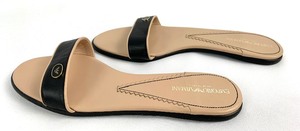 lot 9 image: Emporio Armani Womens Leather Ultra-Slide Flat Black Sandals - Size 40